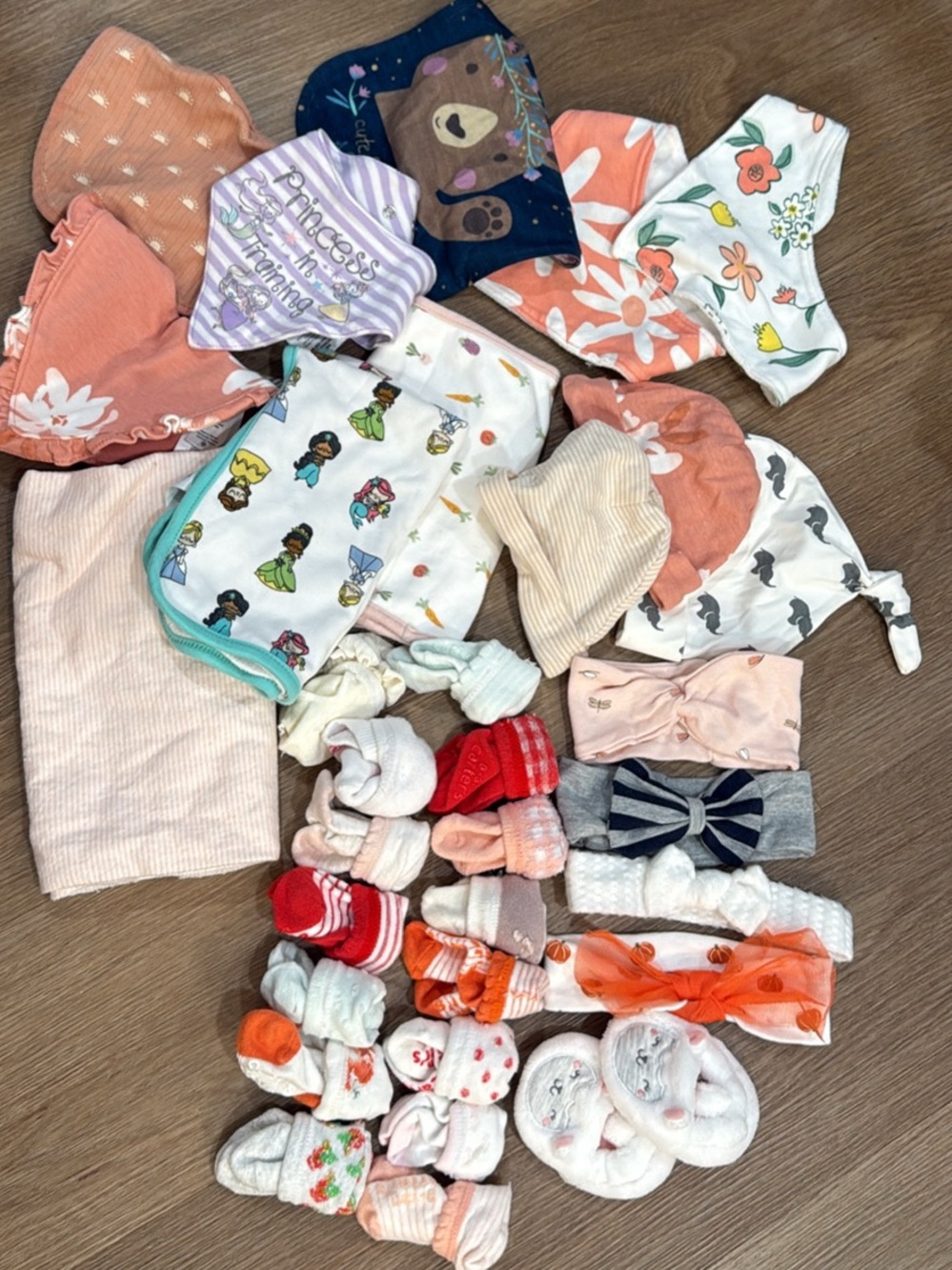 Assorted Baby Headbands and Socks Set - Coral, Pink, White